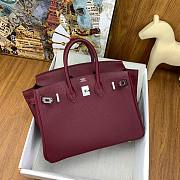 Hermes Birkin 25 Red Wine Silver Togo 25cm - 6