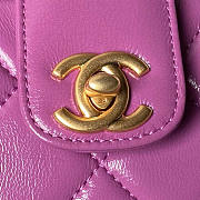 Chanel Bag Handle Lambskin Purple Gold 18x12x7cm - 2