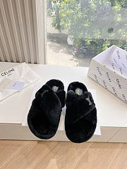 Celine Fur Black Slides - 3