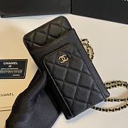 Chanel Black Caviar Leather Phone Holder Crossbody Bag 18x10x2cm - 3