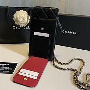 Chanel Black Lambskin Leather Phone Holder Crossbody Bag 18x10x2cm - 2