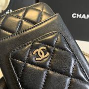 Chanel Black Lambskin Leather Phone Holder Crossbody Bag 18x10x2cm - 3