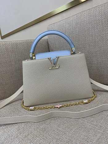 Louis Vuitton LV Capucines MM Beige Blue 31x20x11cm