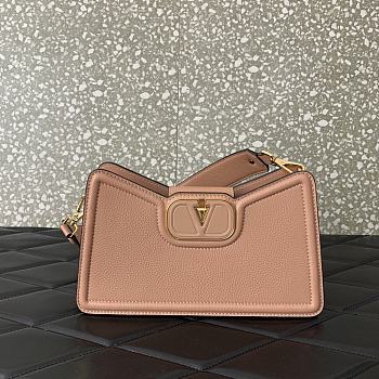 Valentino VLogo Signature Zip-Up Shoulder Bag Pink 24.5x15x8.5cm