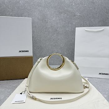 Jacquemus Le Petit Calino Leather White Tote Bag 33x14x25cm