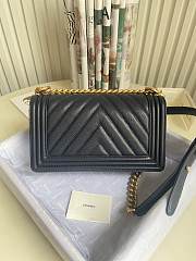 Chanel Leboy Bag Caviar Chevron Navy Blue Gold 25cm - 6