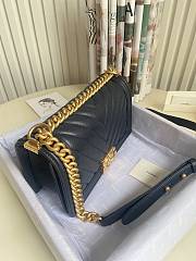 Chanel Leboy Bag Caviar Chevron Navy Blue Gold 25cm - 5