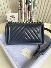 Chanel Leboy Bag Caviar Chevron Navy Blue Silver 25cm - 3