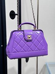 Chanel Small Bag With Handle Lambskin Purple 23.5x16x8cm - 6