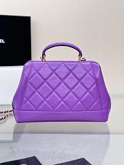 Chanel Small Bag With Handle Lambskin Purple 23.5x16x8cm - 3