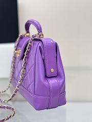Chanel Small Bag With Handle Lambskin Purple 23.5x16x8cm - 2
