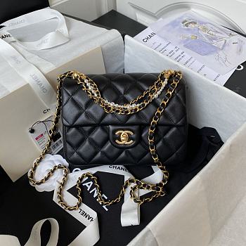 Chanel Flap Bag Lustrous Lambskin Black Pearls 19.5x14.5x7.5cm