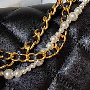 Chanel Flap Bag Lustrous Lambskin Black Pearls 19.5x14.5x7.5cm - 2
