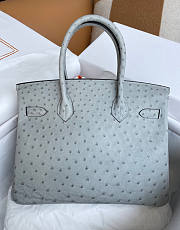 Hermes Birkin 30 Bag Ostrich Grey Silver 30cm - 5