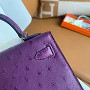 Hermes Mini Kelly Purple Silver Ostrich 19cm - 6