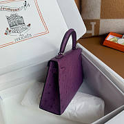 Hermes Mini Kelly Purple Silver Ostrich 19cm - 5