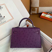 Hermes Mini Kelly Purple Silver Ostrich 19cm - 4