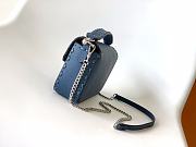 Fendi Baguette Camellia Selleria Bag Blue 20x5x13cm - 6