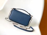 Fendi Baguette Camellia Selleria Bag Blue 20x5x13cm - 4