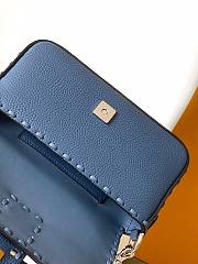 Fendi Baguette Camellia Selleria Bag Blue 20x5x13cm - 2