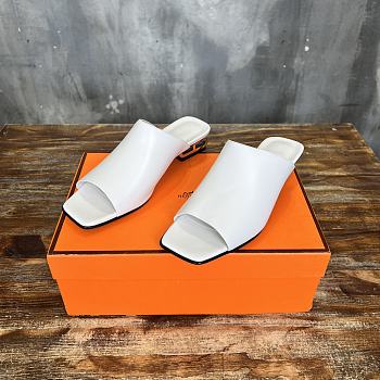 Hermes White Slides 2.5cm