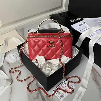 Chanel 24A Top Handle Vanity Case Red Lambskin 17cm