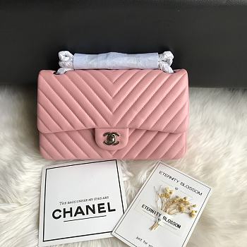 Chanel Flap Bag Pink Lambskin Silver 25cm