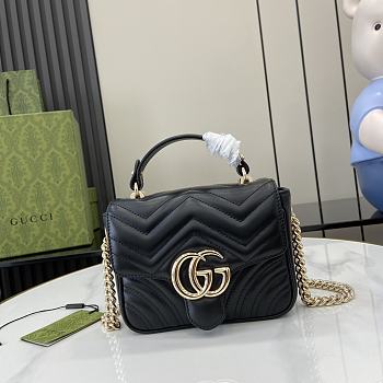 Gucci GG Marmont Mini Top Handle Bag Black 17x13x6cm