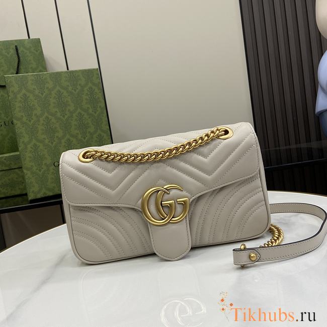 Gucci GG Marmont Small Shoulder Bag Light Grey 26x13x6cm - 1