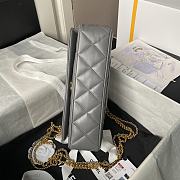 Chanel Flap Bag Grey Lambskin Gold 26x15x7cm - 5