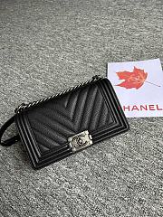 Chanel Leboy Chevron Black Caviar Silver 25cm - 1