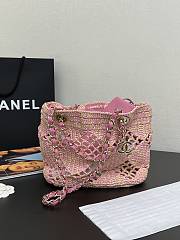 Chanel Small Tote Raffia Gold Beige Pink 24.5 x 32 x 10 cm - 1