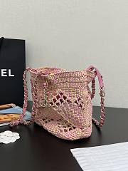 Chanel Small Tote Raffia Gold Beige Pink 24.5 x 32 x 10 cm - 4