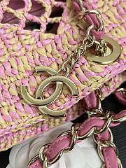 Chanel Small Tote Raffia Gold Beige Pink 24.5 x 32 x 10 cm - 5