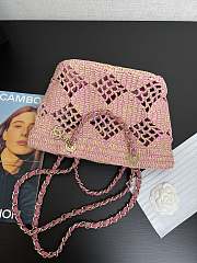 Chanel Small Tote Raffia Gold Beige Pink 24.5 x 32 x 10 cm - 3