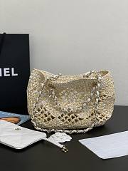 Chanel Small Tote Raffia Gold Beige White 24.5 x 32 x 10 cm - 3