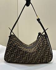 Fendi Simply Medium Brown FF Jacquard Fabric Bag 34.5x20x4.5cm - 5