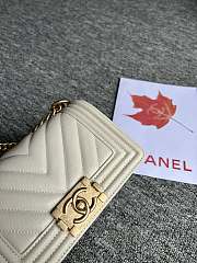 Chanel Small Leboy Bag Chevron White Caviar Gold 20cm - 5