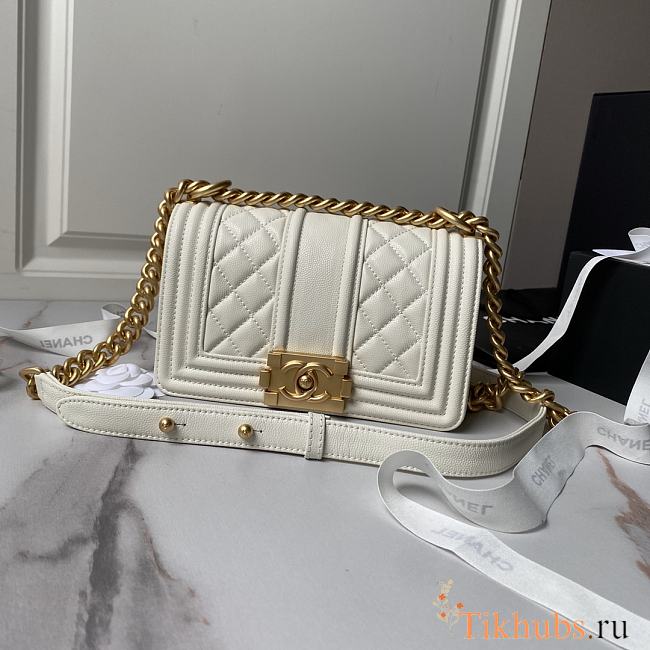 Chanel Small Flap Bag 24A White Caviar Gold 20cm - 1