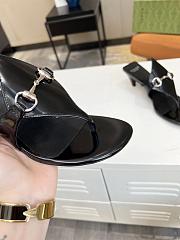 Gucci Black Horsebit Leather Thong Sandal Heel 5.5cm - 2