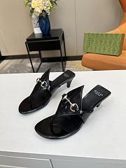 Gucci Black Horsebit Leather Thong Sandal Heel 5.5cm - 3