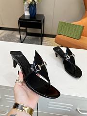 Gucci Black Horsebit Leather Thong Sandal Heel 5.5cm - 4