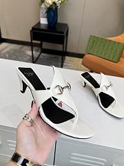 Gucci White Horsebit Leather Thong Sandal Heel 5.5cm - 5