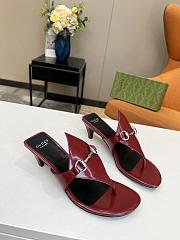 Gucci Red Horsebit Leather Thong Sandal Heel 5.5cm - 5