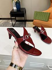 Gucci Red Horsebit Leather Thong Sandal Heel 5.5cm - 3