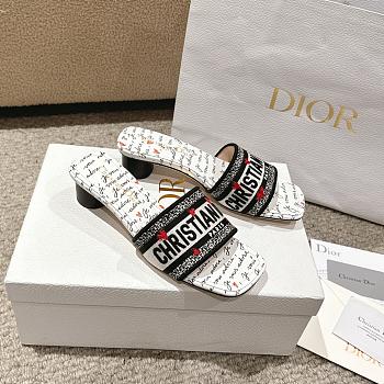 Dior Dioramour Dway Heeled Slide Black White 3.5cm