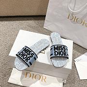 Dior Dway Cotton Pale Blue Allover Slides - 3