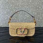 Valentino Garavani Small Locò Raffia Shoulder Bag White 20x11x5cm - 1