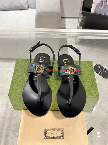 Gucci Black Interlocking G Web Sandal