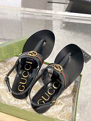 Gucci Black Interlocking G Web Sandal - 3